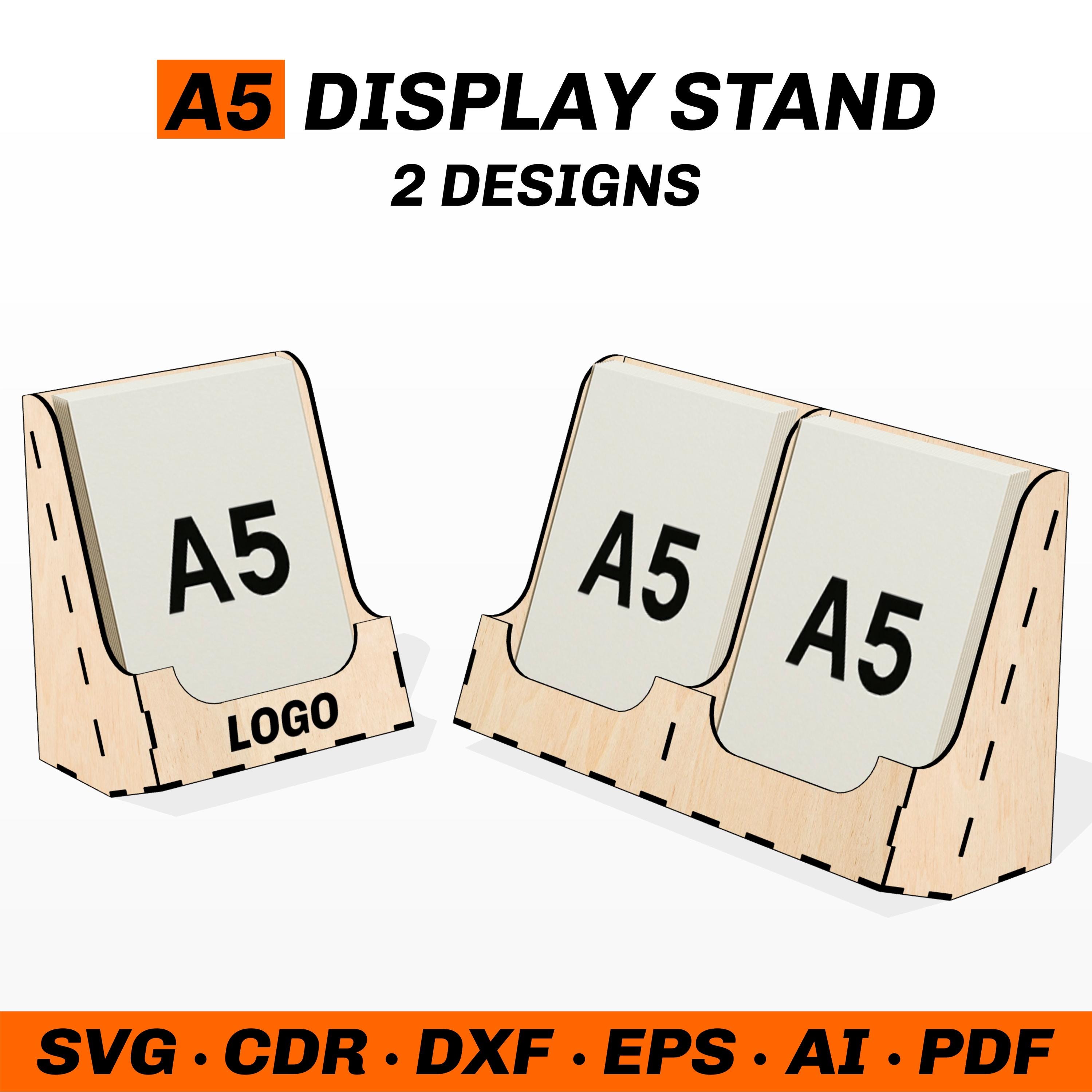 A5 Brochure Stand SVG Laser Cut Flyer Display Stand File for Leaflet Holder DXF for Glowforge Lightburn xTool and others