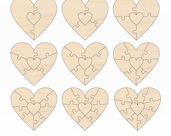 Laser Cut Heart Puzzle SVG Files for Valentine’s Day Gift  or Romantic Gift