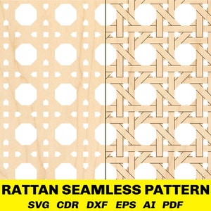 Wzór rattanu SVG - Plik z wycinanym laserowo wzorem rattanu dla plików Glowforge SVG - Pliki z bezszwowym wzorem rattanu SVG