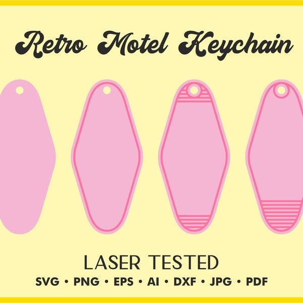 Motel keychain svg - retro hotel keychain svg laser file designs - cute and cute wood or acrylic engraved keychain for car customized custom