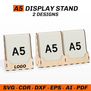 Stojak ekspozycyjny wycinany laserowo A5 Plik SVG DXF do broszury, ulotki, ulotek dla Glowforge Lightburn xTool i innych