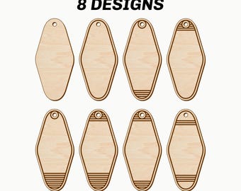 Retro Motel Keychain SVG Laser File Template Wood Acrylic Hotel Key Chain