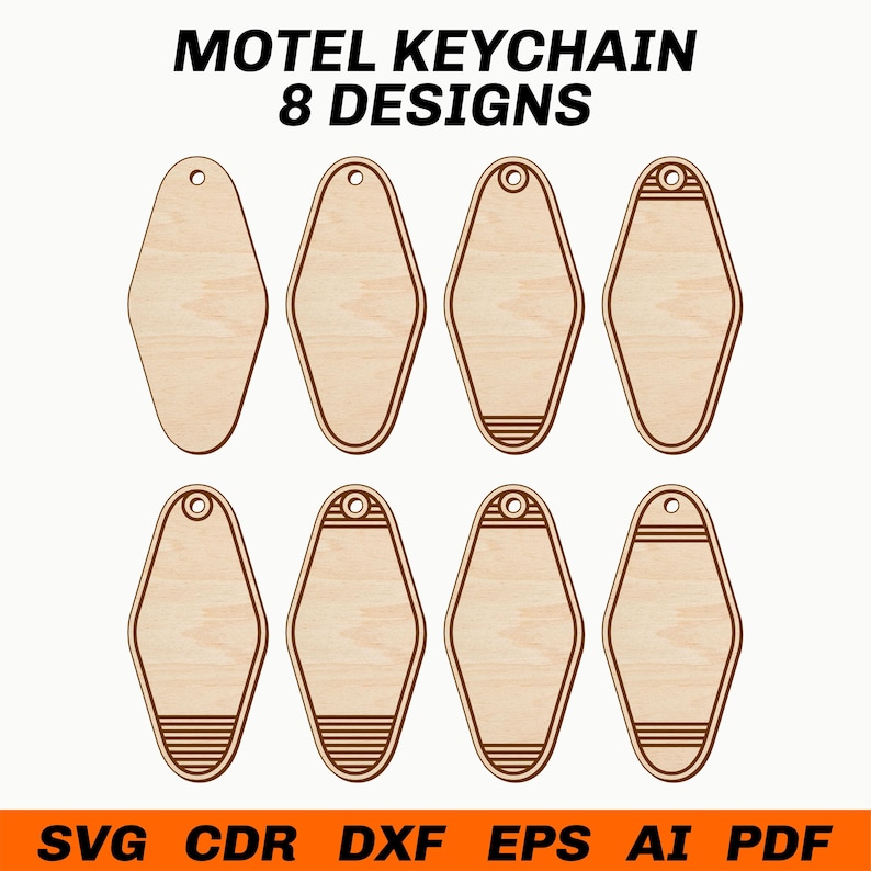 Retro Motel Keychain SVG Laser File Template Wood Acrylic Hotel Key ...