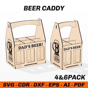 Beer Caddy SVG Box Laser Cut 4 & 6 Pack Halterdatei für Dosenflasche und 330ml 500ml