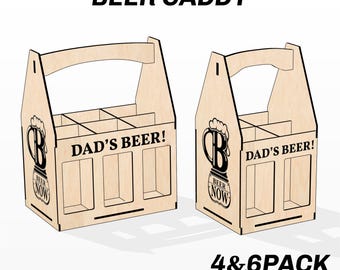 Beer Caddy SVG Box Laser Cut 4 & 6 pack Holder File for Can Bottle and 330ml 500ml