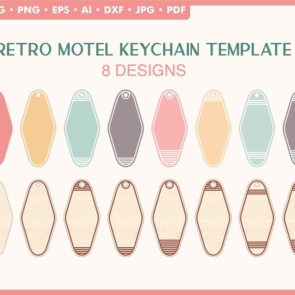 Motel keychain svg - retro hotel keychain svg laser file designs - cute and cute wood or acrylic engraved keychain for car customized custom