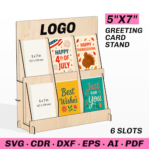Présentoir pour cartes de voeux et cartes postales, fichier découpé au laser, support pour brochures SVG, pour Glowforge xTool Lightburn et autres machines de découpe