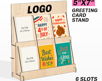 Exhibidor de tarjetas de felicitación y postales con archivos cortados con láser SVG, soporte para folletos, para Glowforge xTool Lightburn y otras máquinas de corte