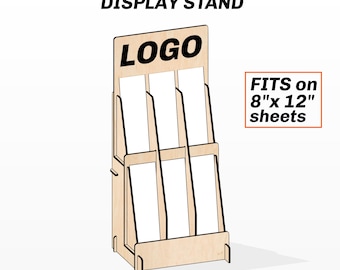 Expositor de marcapáginas cortado con láser (archivo SVG/DXF), con 6 ranuras para marcapáginas de 2x6, diseño compacto para láseres pequeños (1/8, 3 mm y 4 mm)