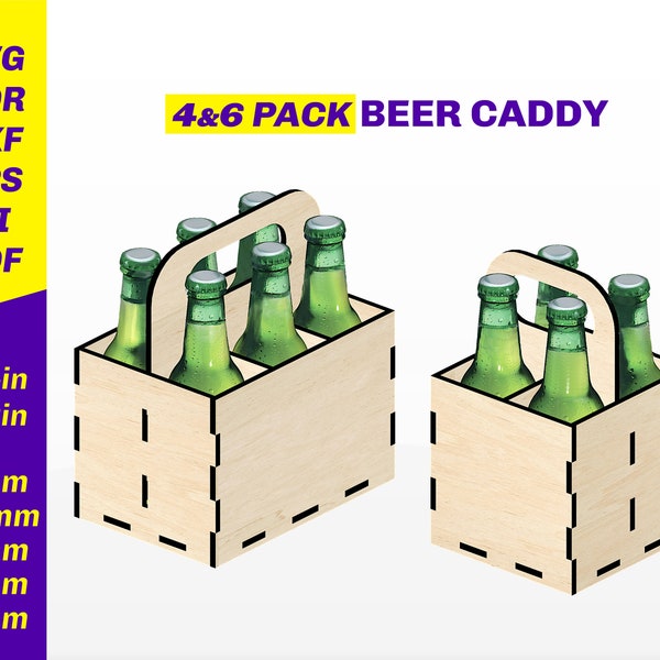 Beer Caddy Laser Cut Dateien - Bier Caddy SVG Pläne Vorlage - Bierträger - Bier Box SVG