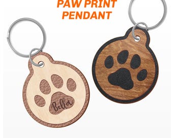 Paw Print Pendant SVG Laser Cut File Perfect for DIY Wood Leather Accessories and Dog Lovers Gifts