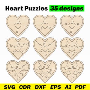 Herz Puzzle SVG - Laser Puzzle DXF Vorlage - Jigsaw Puzzle Laserschnitt Dateien