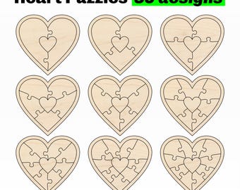 Heart Puzzle SVG - Laser puzzle DXF template - Jigsaw Puzzle laser cut files