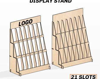 Bookmark display stand SVG DXF laser cut file - 21 Pockets Bookmark holder SVG