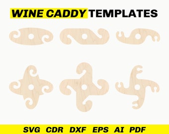 Wine Caddy SVG Template - Wine Holder SVG - Wine Bottle Glass Holder Glowforge SVG Laser Cut Files