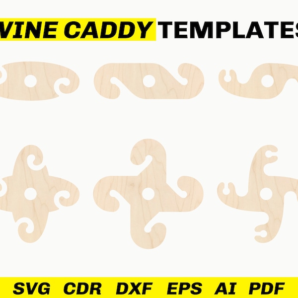 Wine Caddy SVG Template - Wine Holder SVG - Wine Bottle Glass Holder Glowforge SVG Laser Cut Files