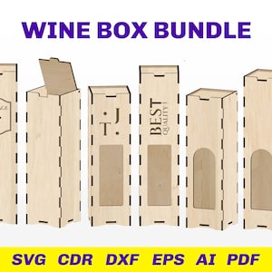 Wijndoos SVG lasergesneden bestand - wijndoos sjabloon - wijn geschenkdoos SVG - wijndoos laser Svg Dxf
