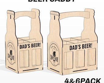 Beer Caddy SVG Box Laser Cut 4 & 6 Pack Halterdatei für Dosenflasche und 330ml 500ml