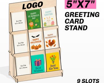 5x7 Greeting Card Display Stand SVG DXF Post Card Rack Laser Cut Brochure Shelf File