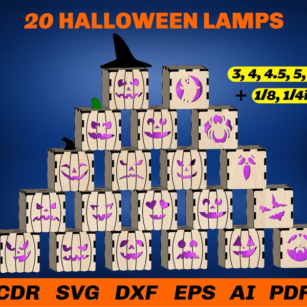Halloween Lamp Lantern SVG DXF file - Halloween Laser cut files decoration - Halloween Svg Dxf  files