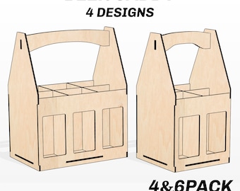 Beer Caddy SVG Laser Cut 4 & 6 Pack Holder File