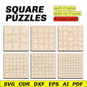 Laser cut Puzzle SVG Template - Jigsaw puzzle SVG DXF laser file