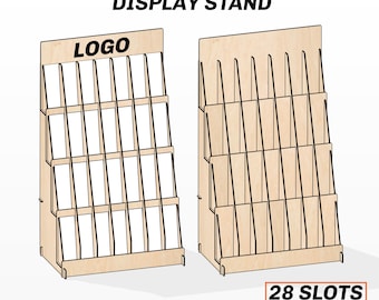 Expositor de marcapáginas cortado a láser, con 28 ranuras, diseño de 4 niveles, compatible con marcapáginas de 5 x 15 cm, 6 opciones de grosor, SVG, DXF, CDR, AI, EPS, PDF