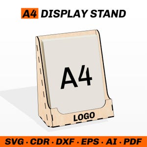 Portafolletos A4 dxf Archivos cortados con láser Soporte para folletos SVG Exhibidor de folletos promocionales