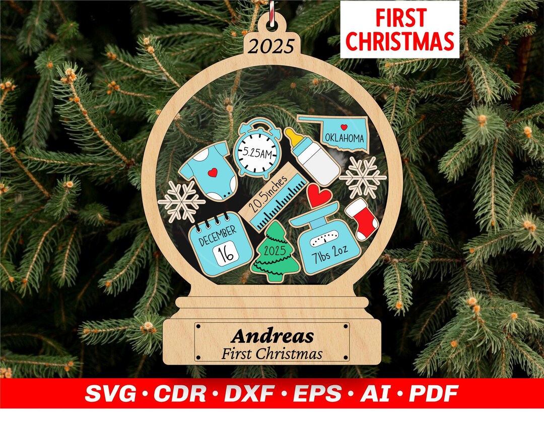 赤ちゃんの初めてのクリスマス シェーカー オーナメント SVG