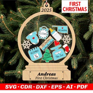 Baby First Christmas Shaker Ornament SVG |  Laser Cut File