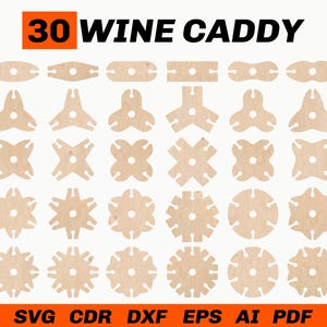 Wine Caddy SVG-sjabloon - wijnhouder SVG - wijnflesglashouder Glowforge SVG-lasergesneden bestanden