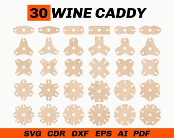Wine Caddy SVG Template - Wine Holder SVG - Wine Bottle Glass Holder Glowforge SVG Laser Cut Files