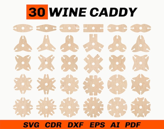 Wine Caddy SVG Template - Wine Holder SVG - Wine Bottle Glass Holder Glowforge SVG Laser Cut Files