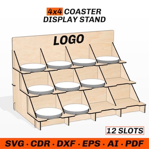 4 Inch Coaster Display Stand SVG DXF Laser cut files