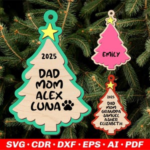 Family Name Christmas Ornament SVG Laser File
