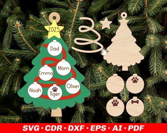 Family Christmas Ornament SVG Laser File