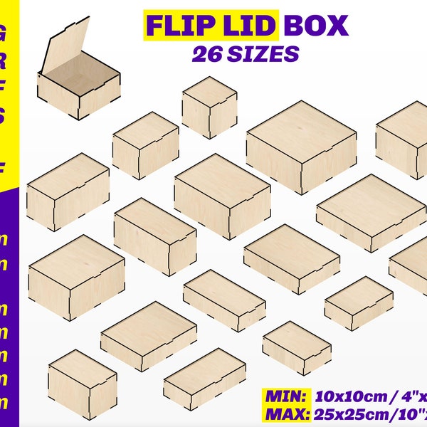 Laser cut box file SVG DXF template - Storage box Glowforge box svg files - Laser cut files box with lid