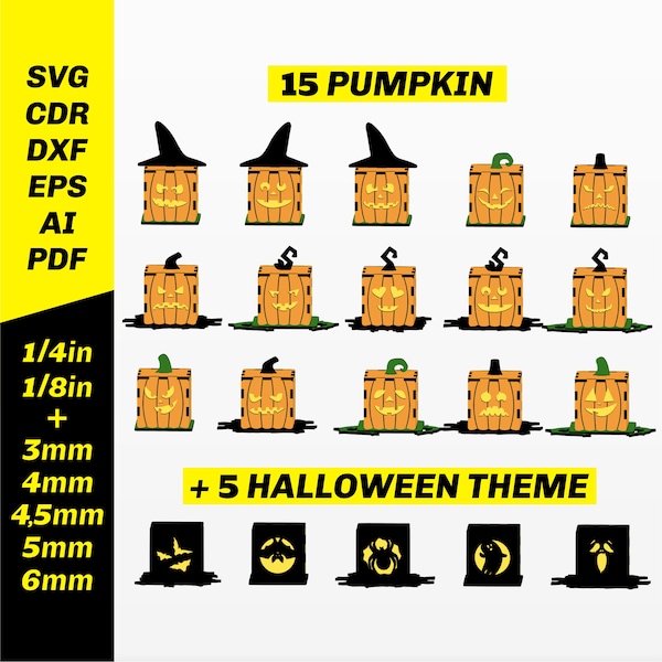 Halloween Lantern SVG - Halloween lamp Laser cut files - Halloween decoration - Wood painting kit for kids