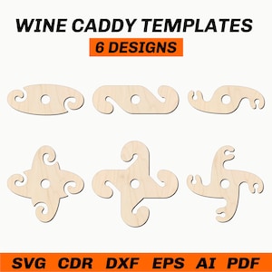 Wine Caddy SVG CNC Template Bottle and Glass Holder Laser Cut File