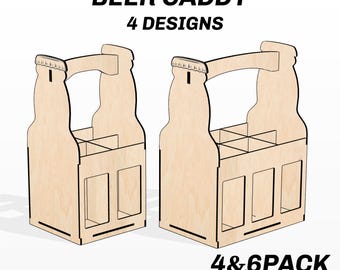 Beer Caddy SVG Box Laser Cut 4 & 6 Pack Halterdatei für Dosenflasche und 330ml 500ml