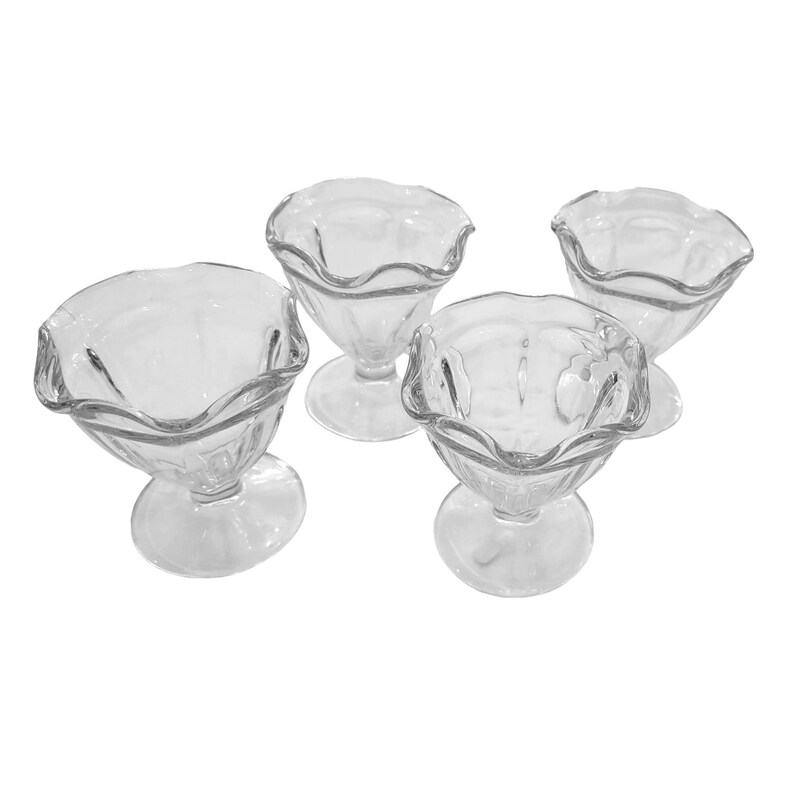 Vintage Clear Glass Ice Cream Sundae Cups Set 4 4 Tall Vintage Parfait