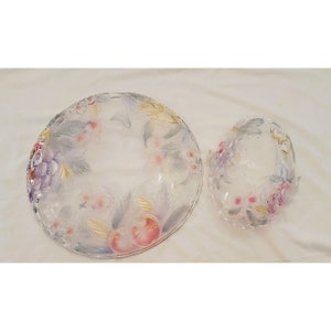 Mikasa Savoir Vivre 14” Glass Platter and Glass BASKET Set - Wild Orchard Japan