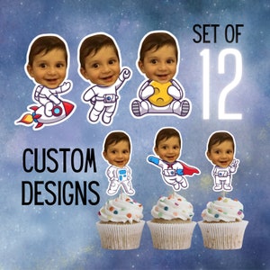 Astronaut Birthday, Custom Cupcake Topper,1st Birthday First Trip Around the Sun, Two the Moon,Astronaut Space Party,Galaxy Birthday,Planets
