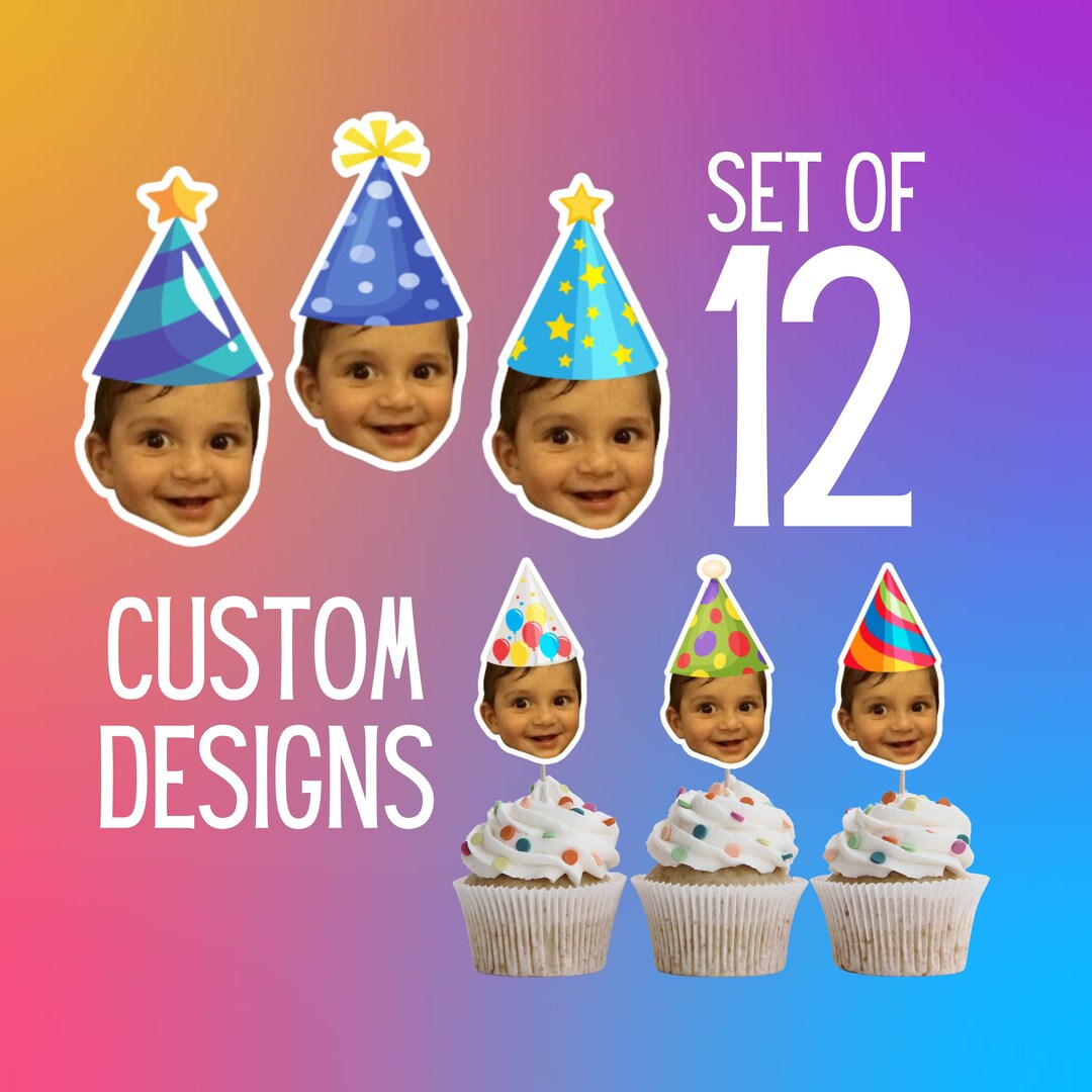 Custom Face Cupcake Toppers, Birthday Toppers, Bridal Shower