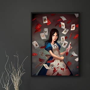 Alice Madness Canvas Art Work Poster, wallpaper, aesthetic custom print, Birthday gift idea for video game anime lovers Game room wall decor