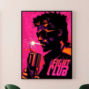 Fight Club Movie Hand Drawn Canvas Poster Décor for wall, House apartment decoration, birthday anniversary mother father day gift idea