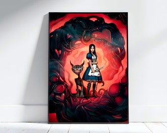 Alice Madness Returs poster, Natural Canvas fan art print, decoration for home kitchen dinning bedroom teenage room, gift idea for him her