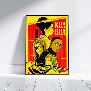Kill Bill Cotton Canvas Poster 24-36", Impresión de acuarela de la película Tarantino, Arte dibujado a mano para el dormitorio del dormitorio del garaje de la oficina del apartamento de su casa