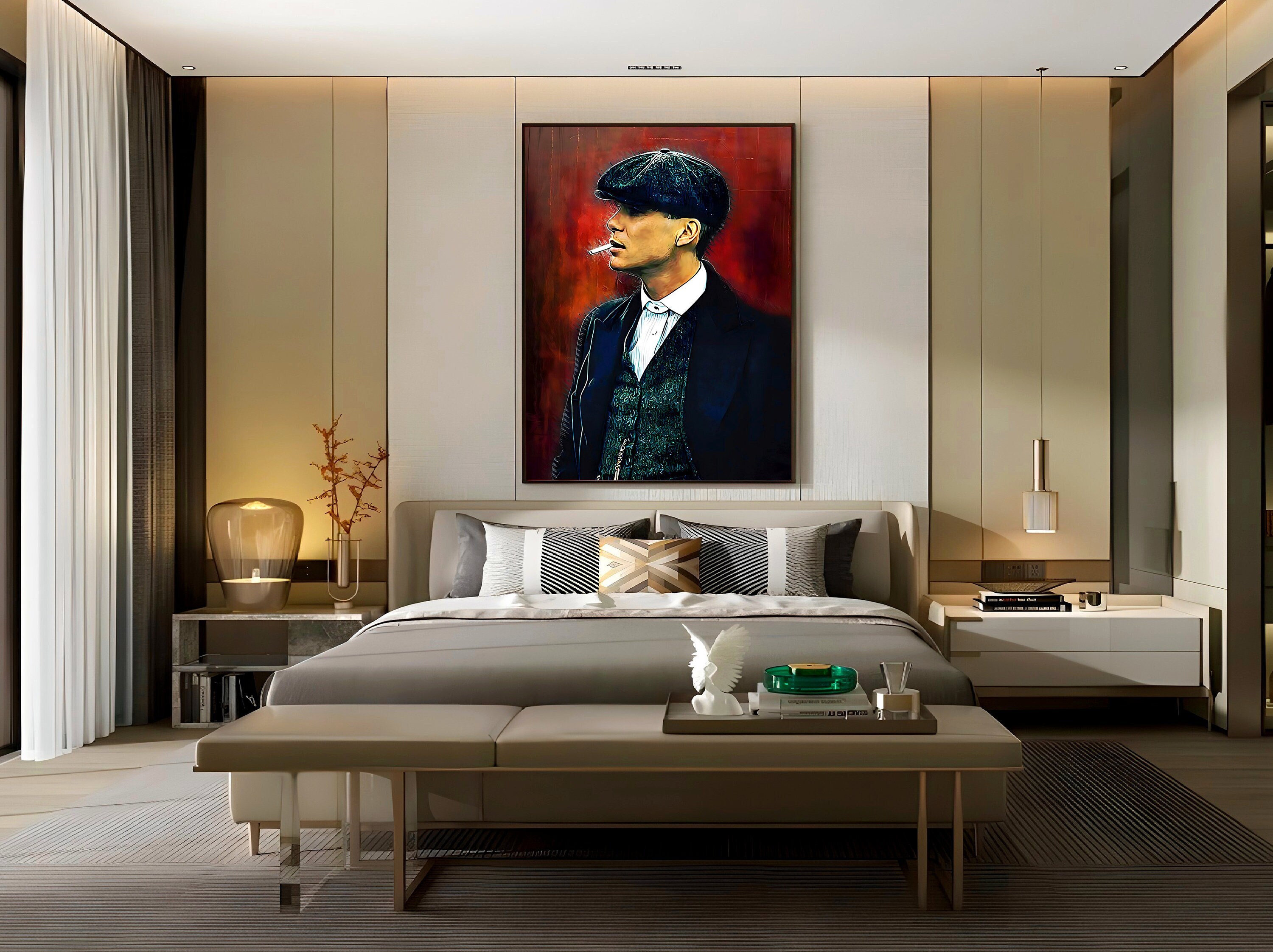 Thomas Shelby Hand Drawn Canvas art work poster, Home living dinning kitchen watercolor print, anniversary birthday Christmas New Year gift