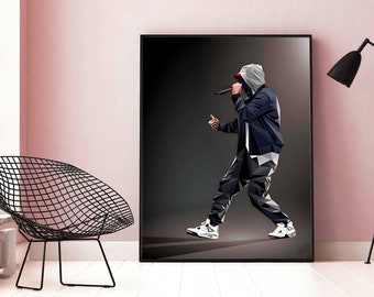 Eminem Poster, Natural Canvas wall art, gift idea for rap music lovers, decoration for home living dinning room dorm office music wallpaper